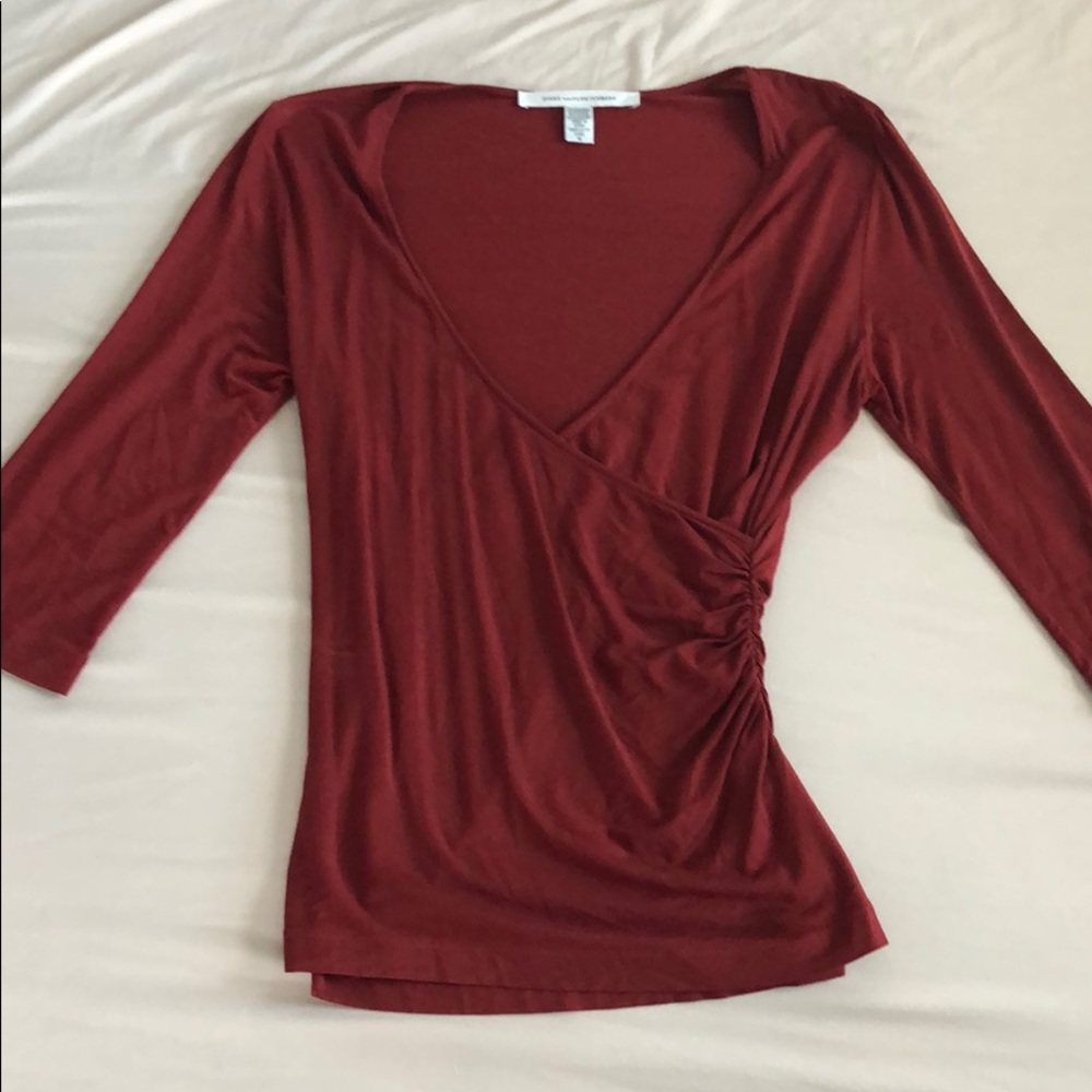 Red DVF wrap top